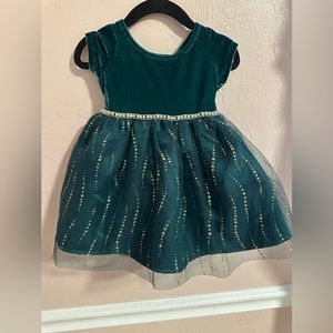 12M toddler Short Sleeve Velvet Bodice with Flocked Tulle Skirt Dress